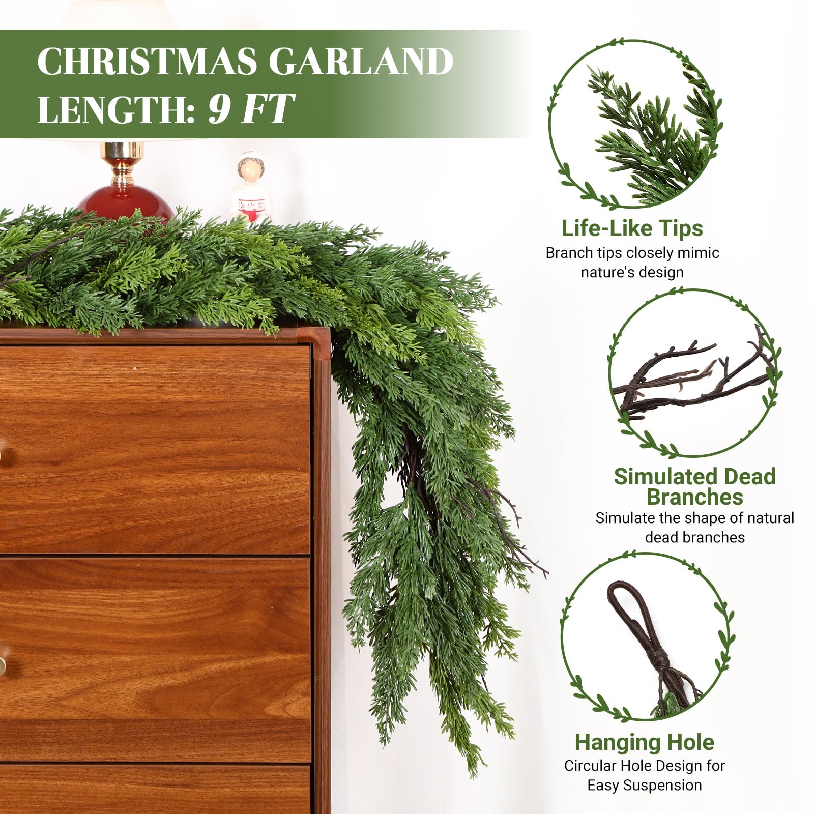 Alupssuc garland draped on mantel creating warm holiday atmosphere