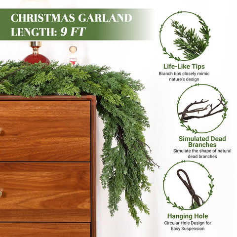 Alupssuc garland draped on mantel creating warm holiday atmosphere