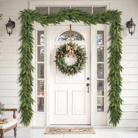 Alupssuc garland on covered porch showing outdoor-ready durability