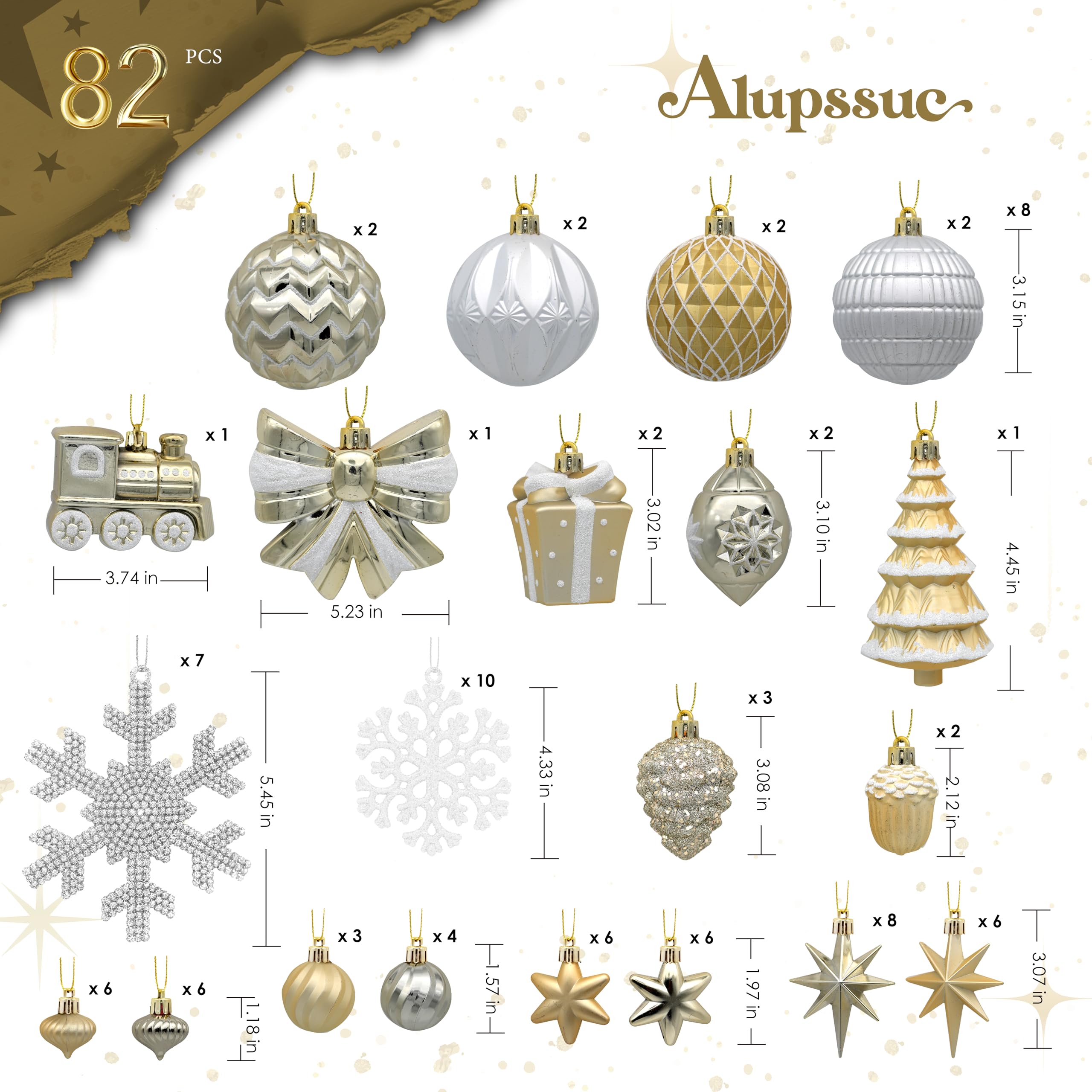 Alupssuc matte and gloss ornaments side-by-side adding layered contrast and elegance