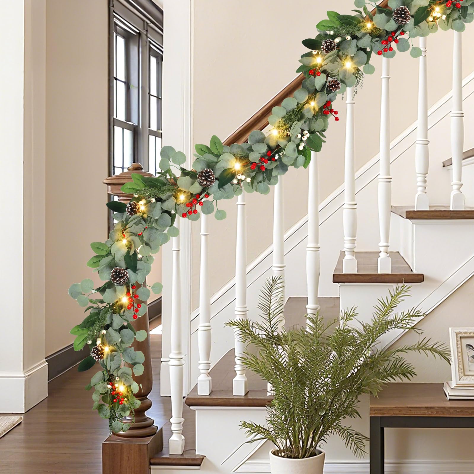 Alupssuc garland on covered porch, battery power allows flexible outdoor use