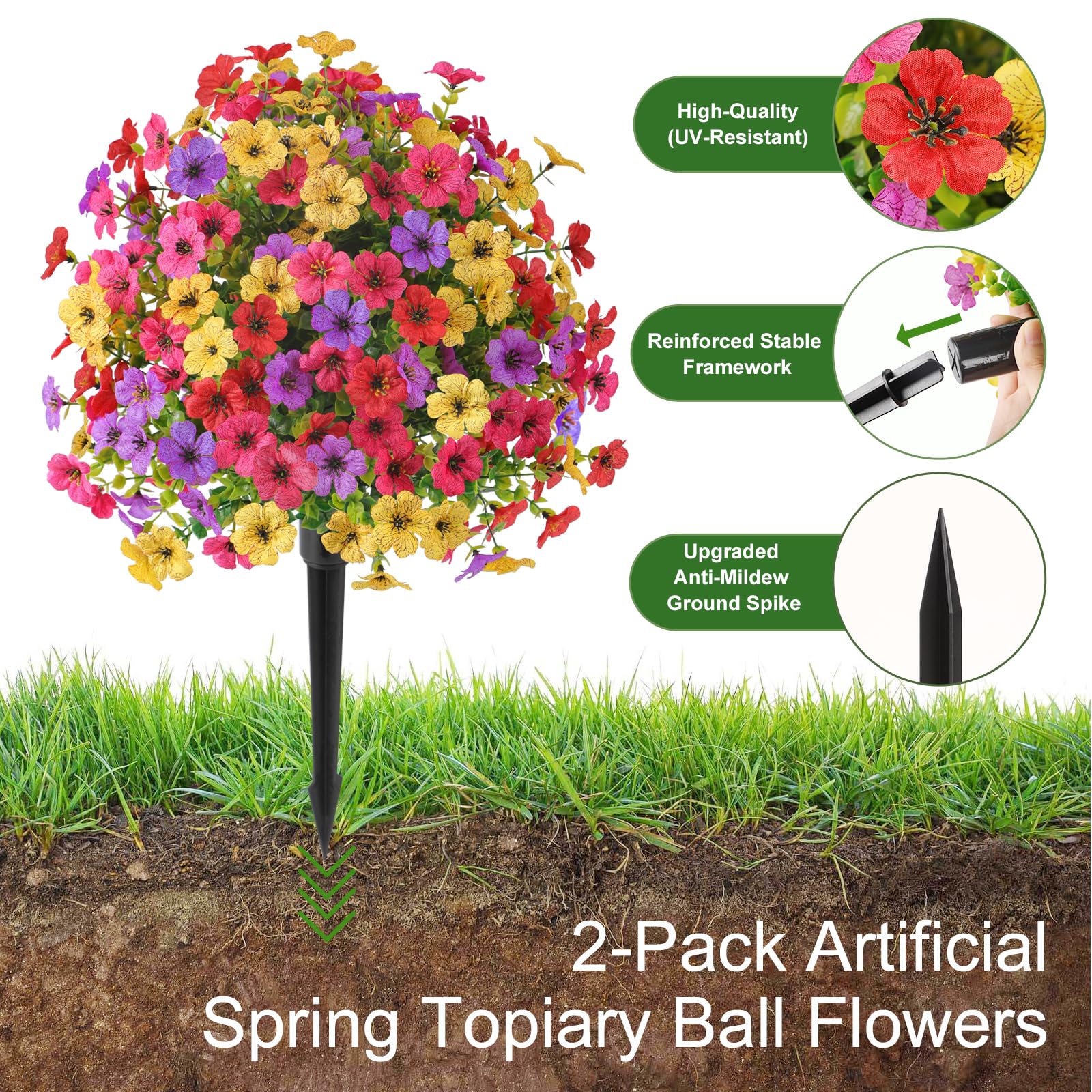 Alupssuc stem and 9-inch ground spike detail for secure soil anchoring