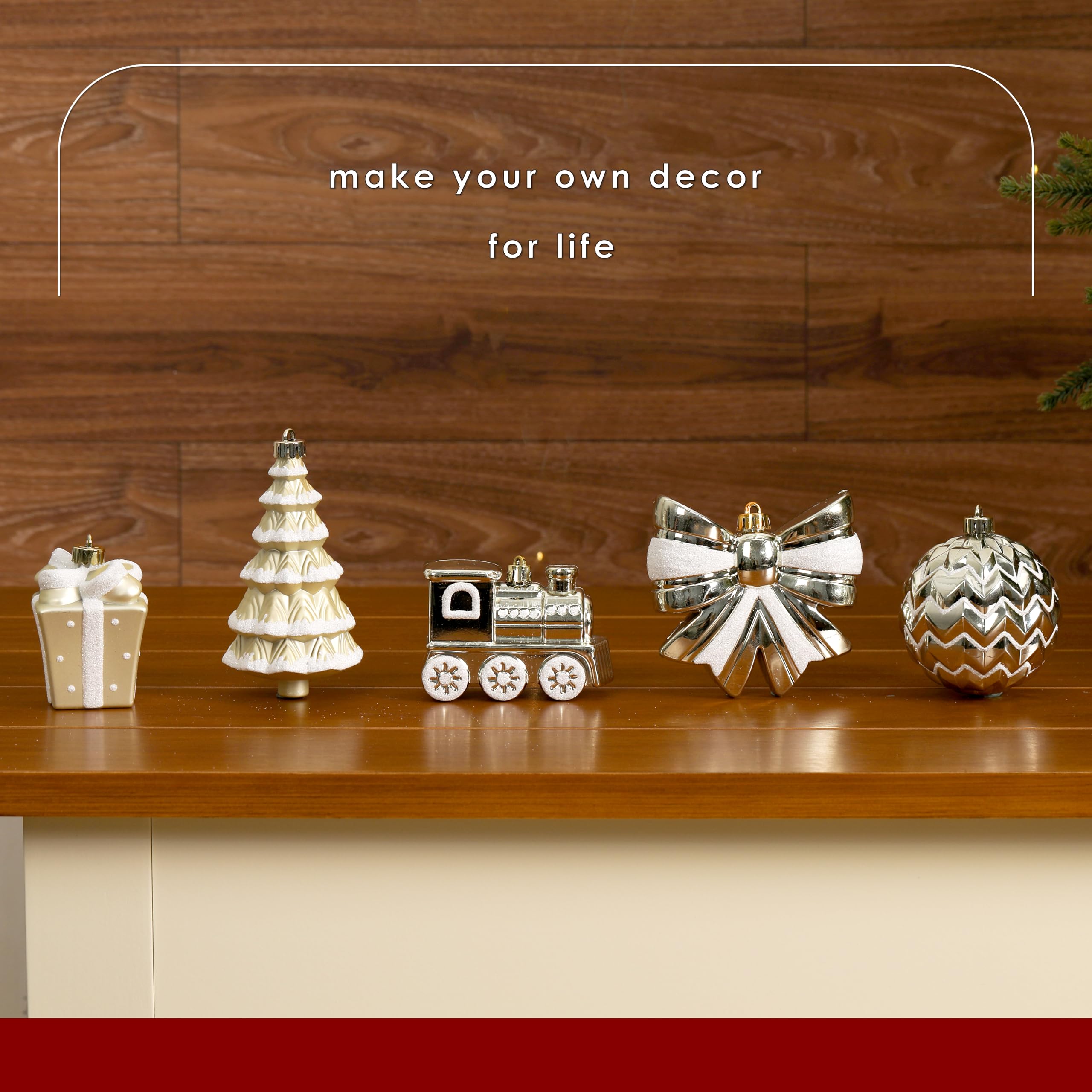 Alupssuc ornaments in a clear vase forming a simple, elegant holiday centerpiece