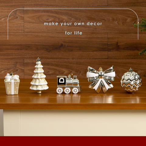 Alupssuc ornaments in a clear vase forming a simple, elegant holiday centerpiece