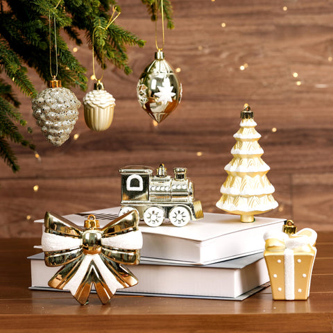 Alupssuc ornaments accenting a wreath and garland for coordinated seasonal styling
