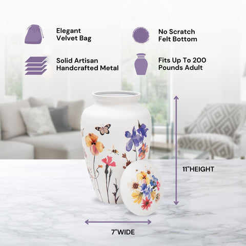 Always With Us urn 360-degree wildflower pattern highlighting serene decorative detail