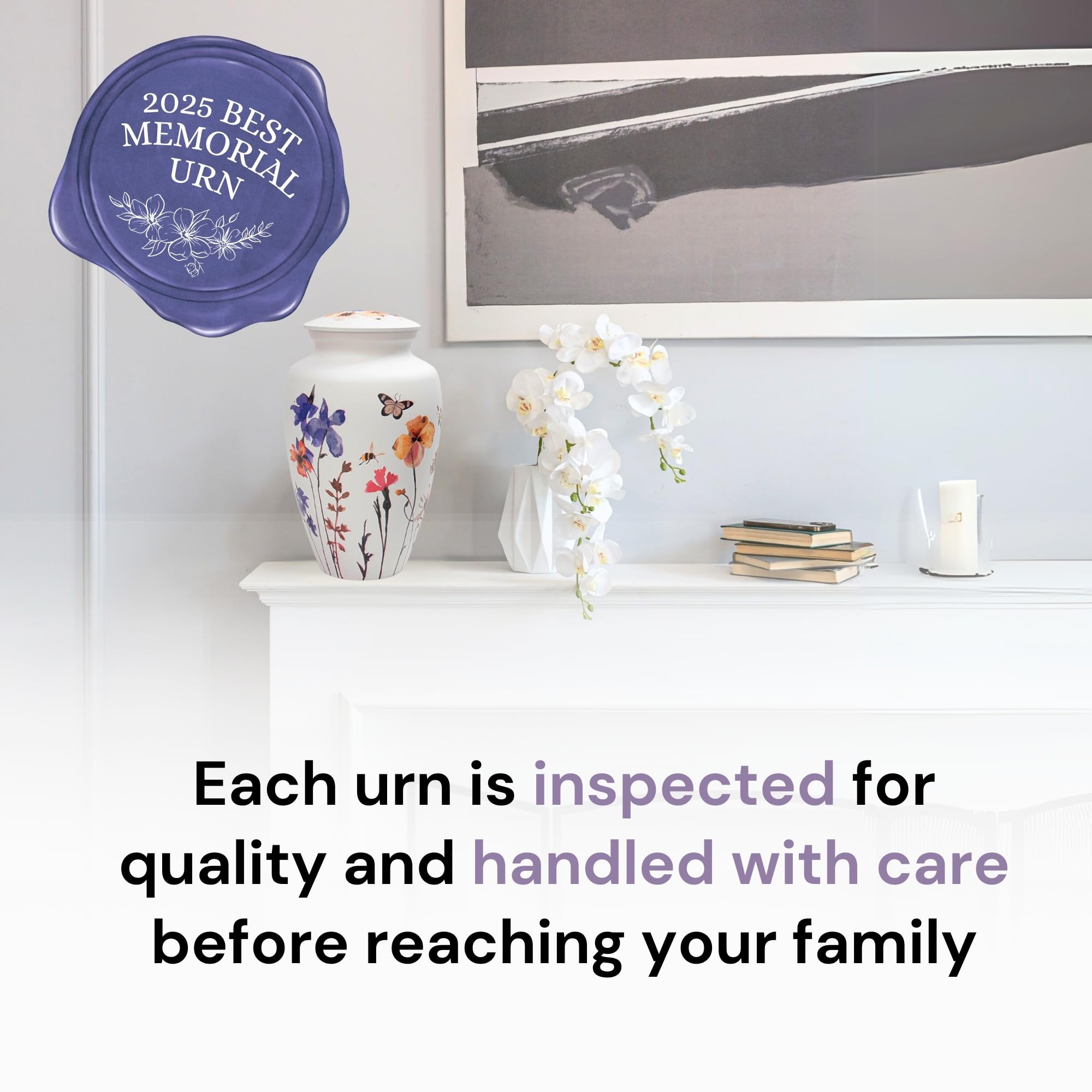 Always With Us urn next to a hand showing scale and large adult capacity