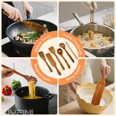 Alyfini long-handle spatula flipping eggs in nonstick pan protecting pan surface benefit