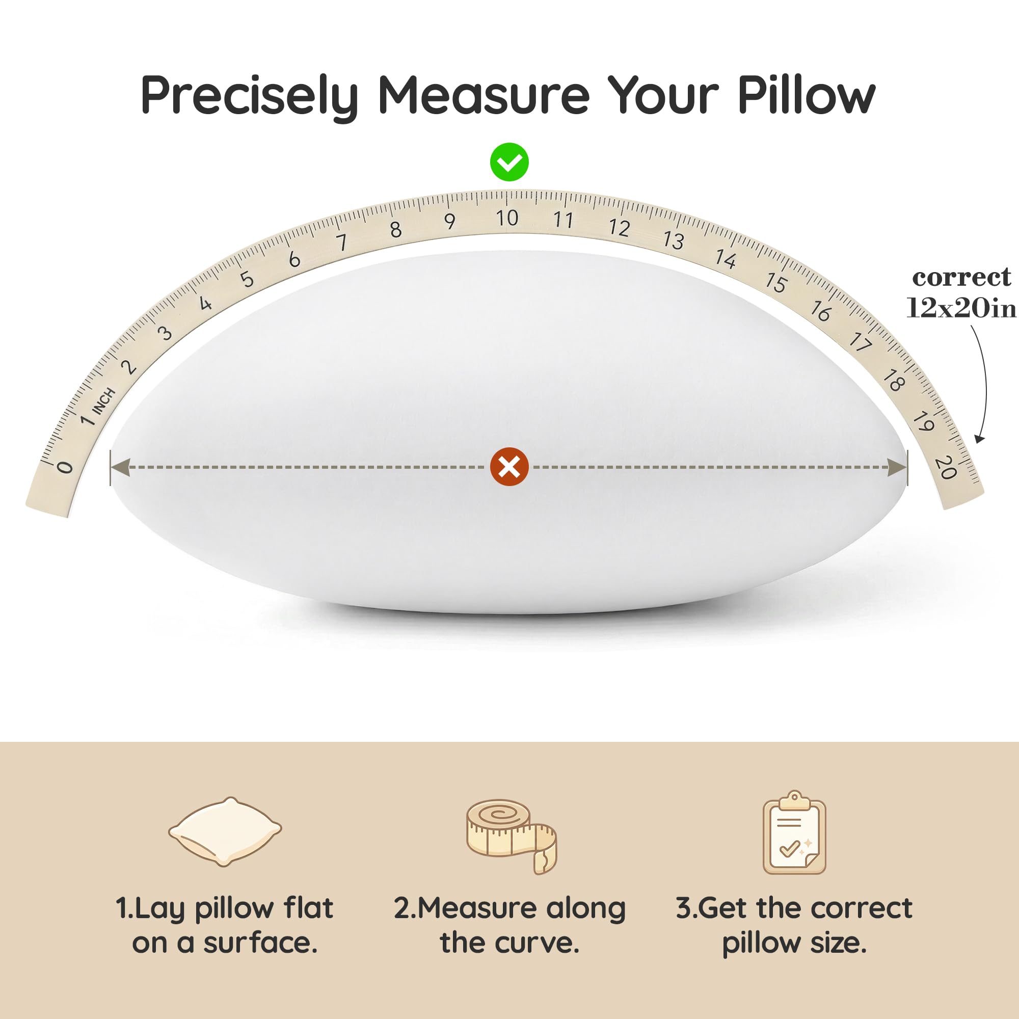 AM AEROMAX insert fitted inside a 12x20 pillow cover for a smooth finished look