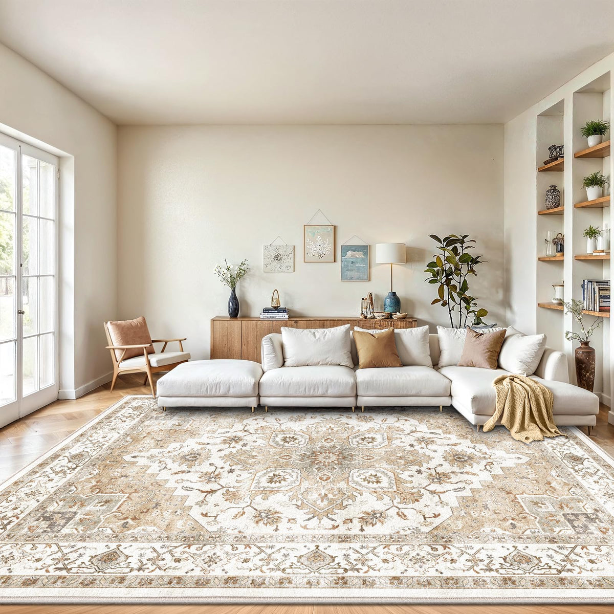 AMADA HOMEFURNISHING front view of 8x10 rug showing vintage pattern and color appeal