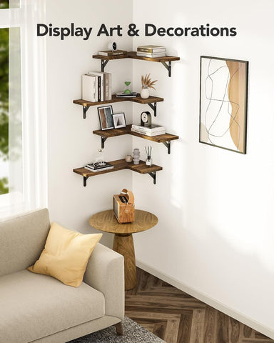 AMADA HOMEFURNISHING kitchen corner shelves holding spices and jars, space-saving
