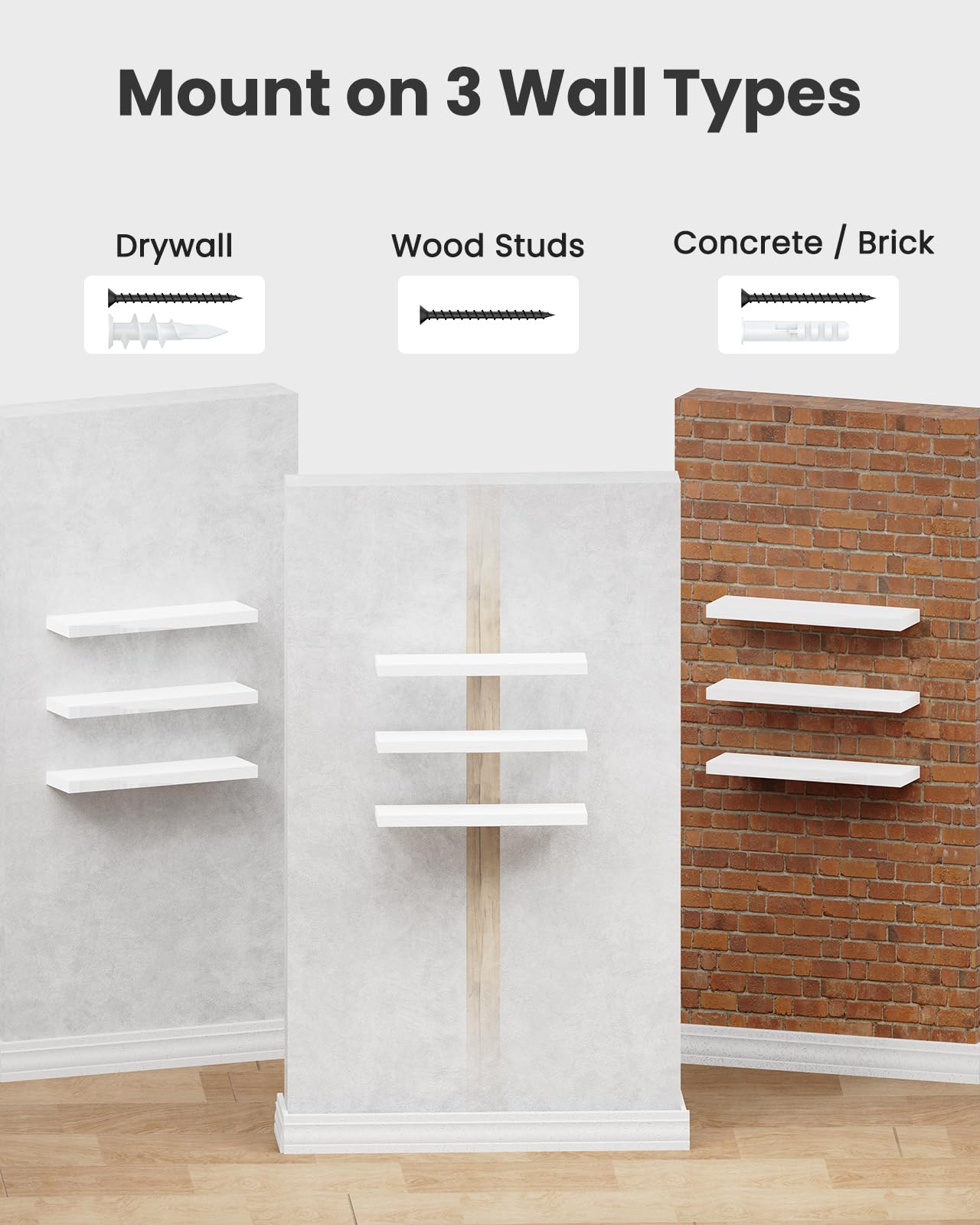 AMADA HOMEFURNISHING shelves above sofa in living room creating minimalist display and style