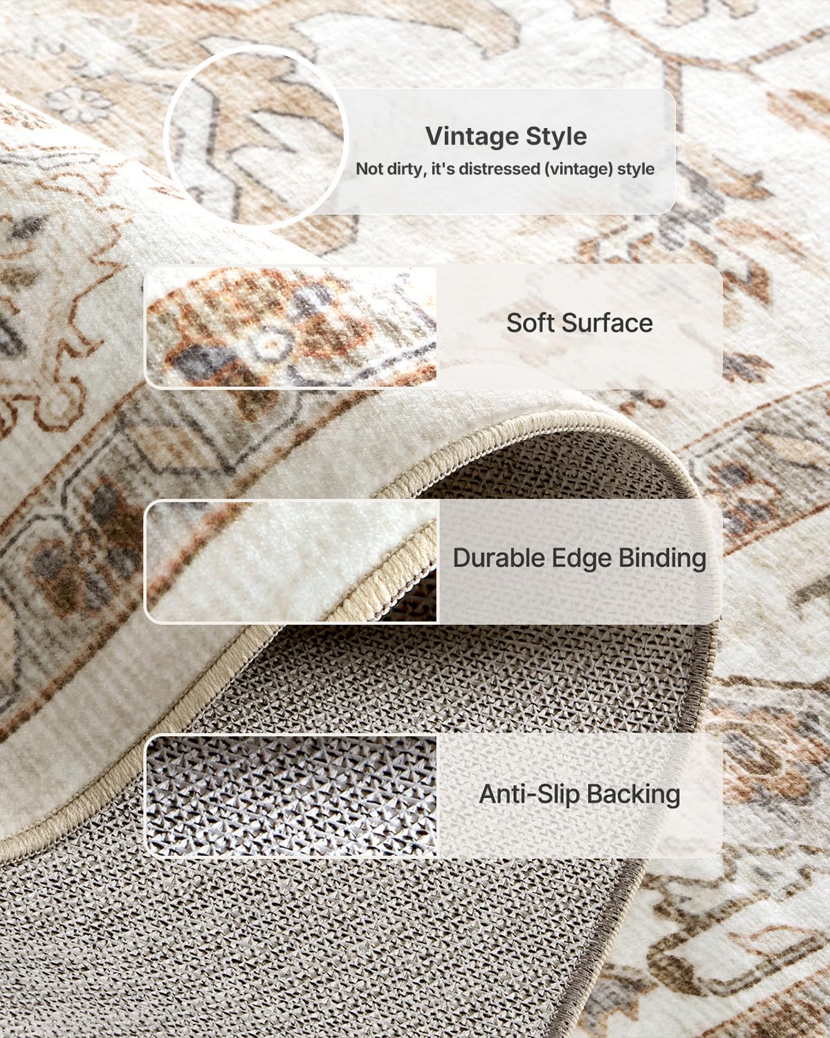 AMADA HOMEFURNISHING folded washable rug ready for machine cleaning