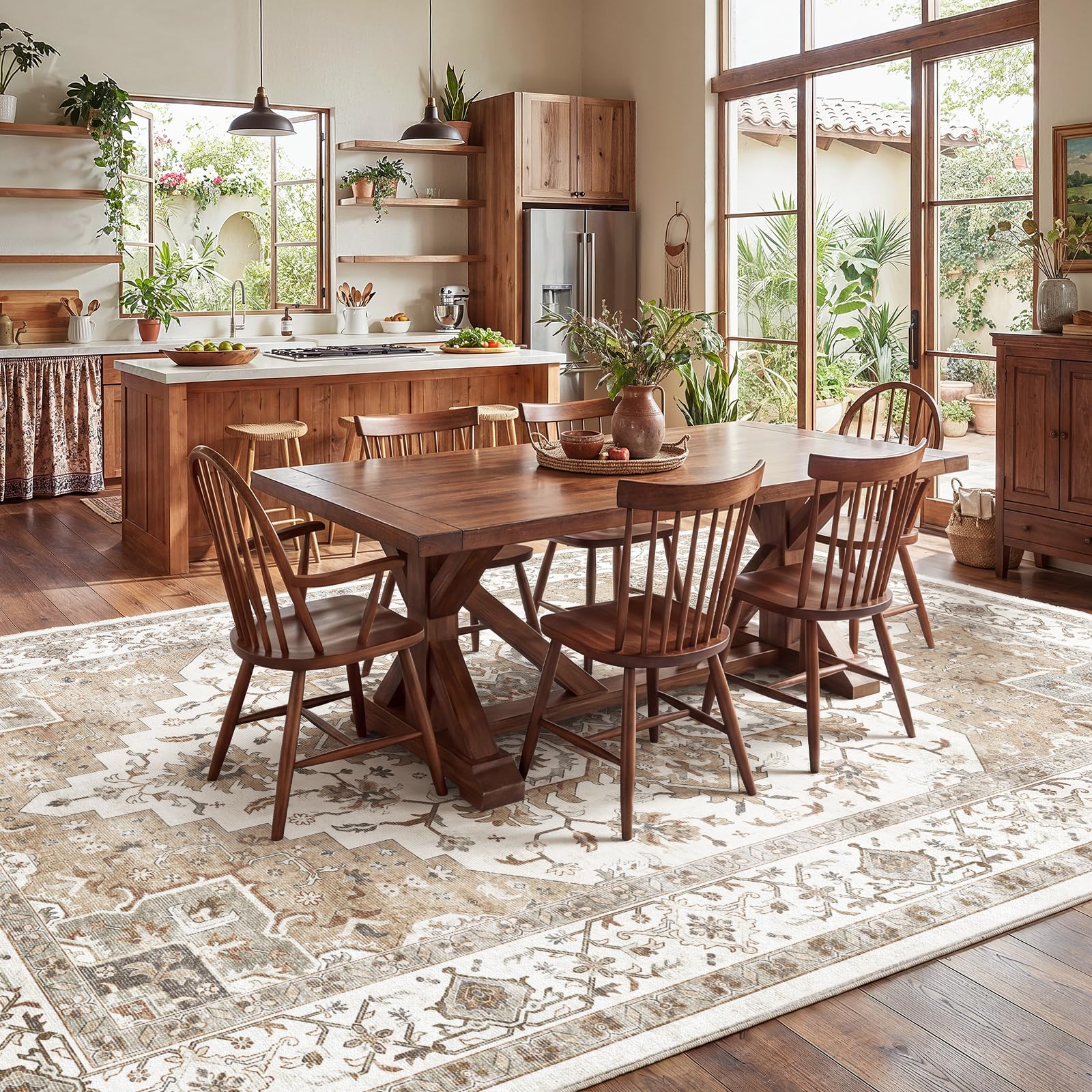 AMADA HOMEFURNISHING rug placed in bedroom showcasing vintage look and soft underfoot