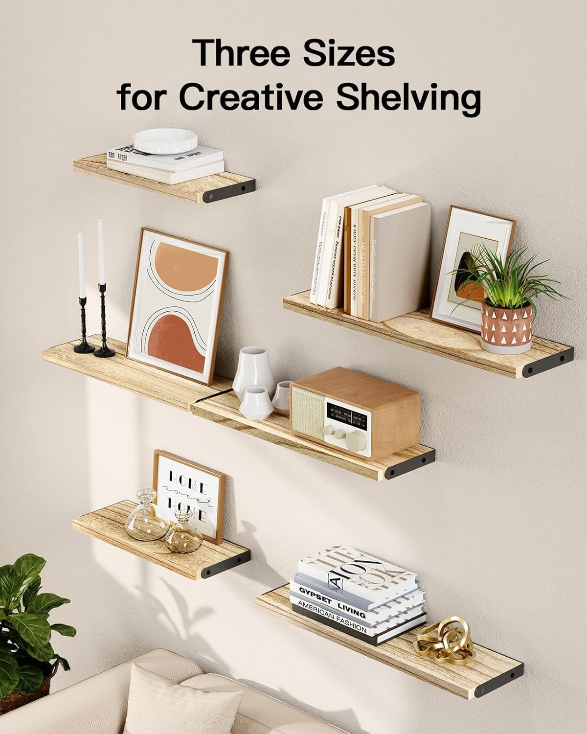 AMADA HOMEFURNISHING packaged shelves with hardware, shows complete kit and easy installation benefit