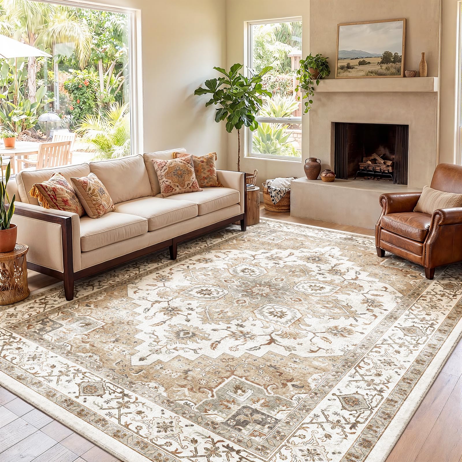 AMADA HOMEFURNISHING 8x10 rug under dining table showing size and scale benefits