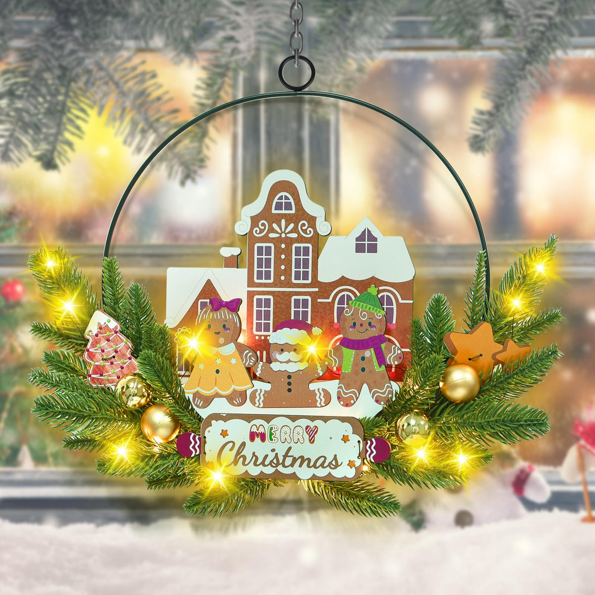 amadecohome front view wreath on door showing festive welcome and brightness