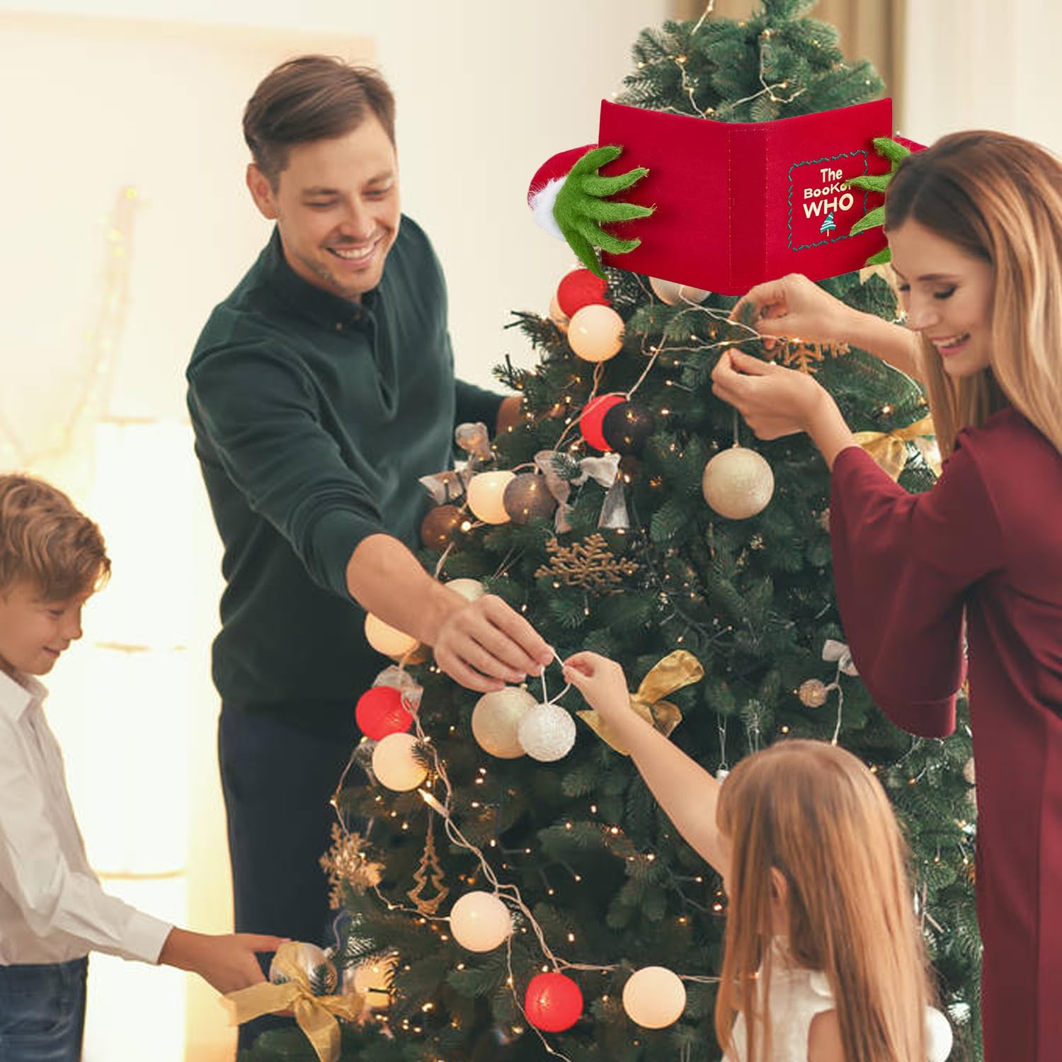 Amailtom elf perched on a pine tree for visual impact and festive focal point