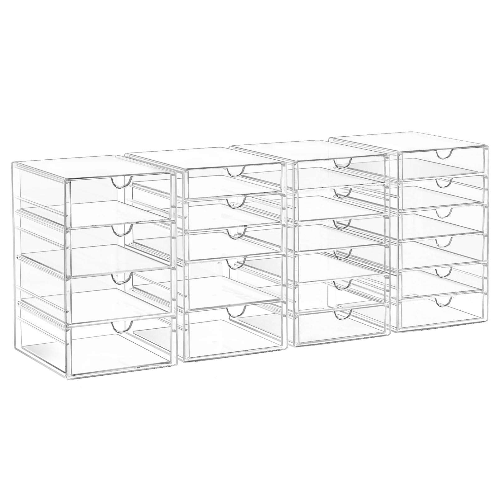AMALEKO front view of clear drawer set for tidy surfaces