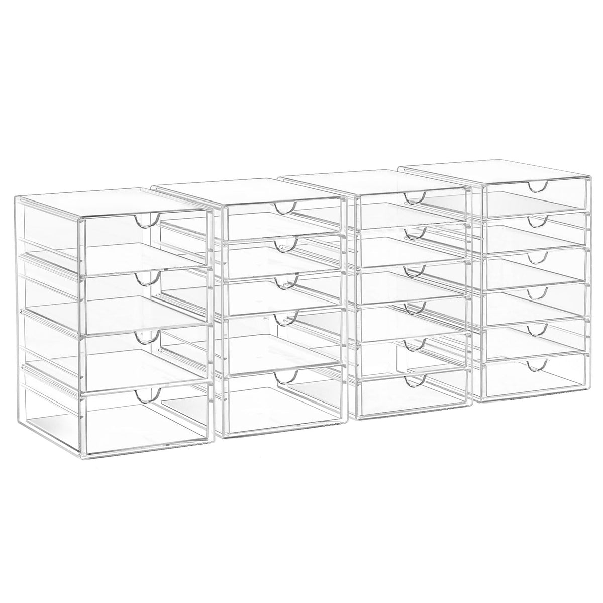 AMALEKO front view of clear drawer set for tidy surfaces