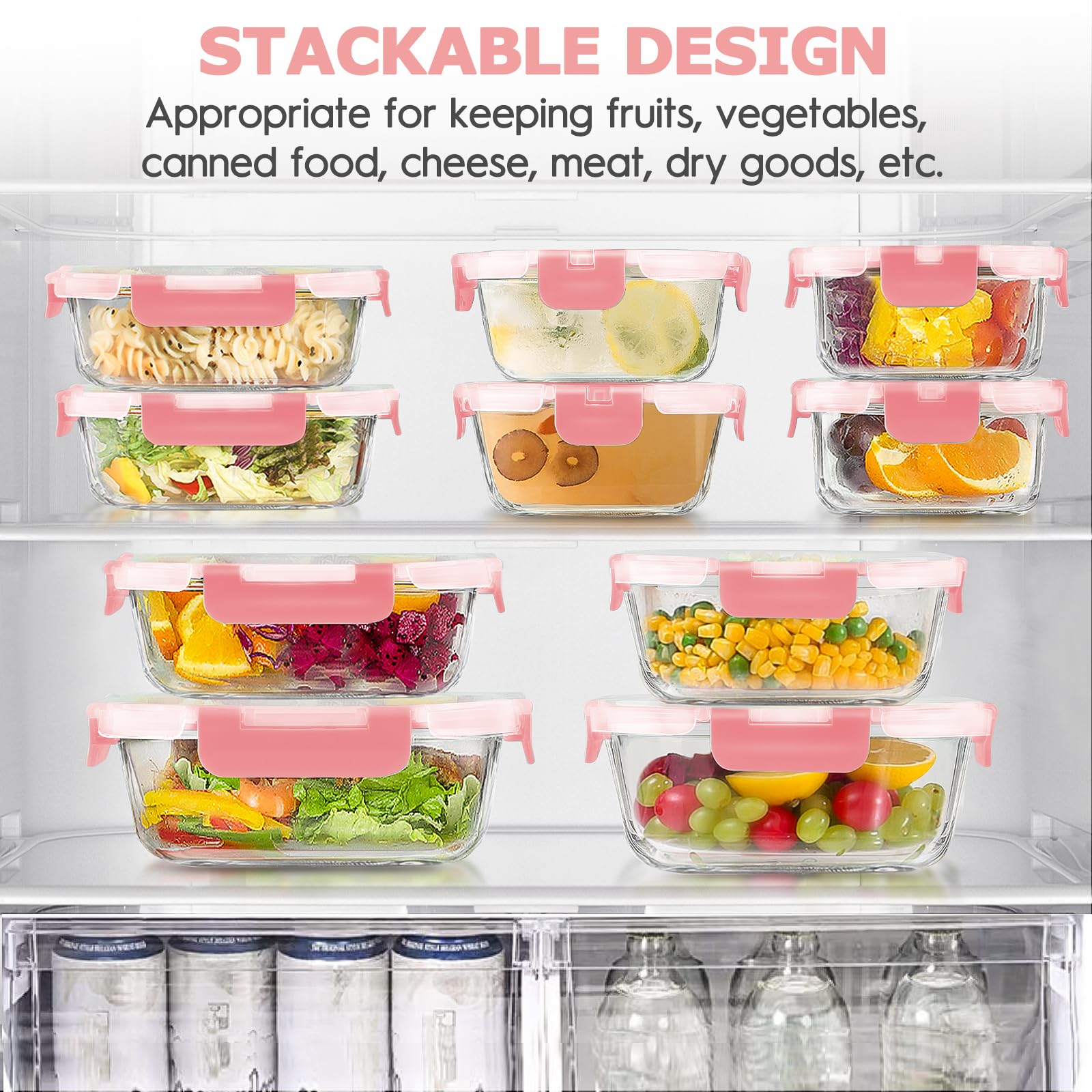 AMALEKO stackable containers neatly stored in cabinet, saving kitchen space