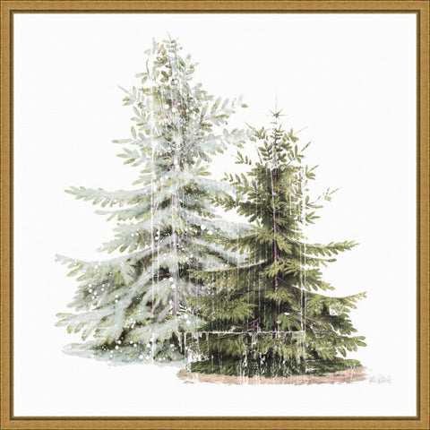 Amanti Art front view of framed canvas showing winter trees and festive charm