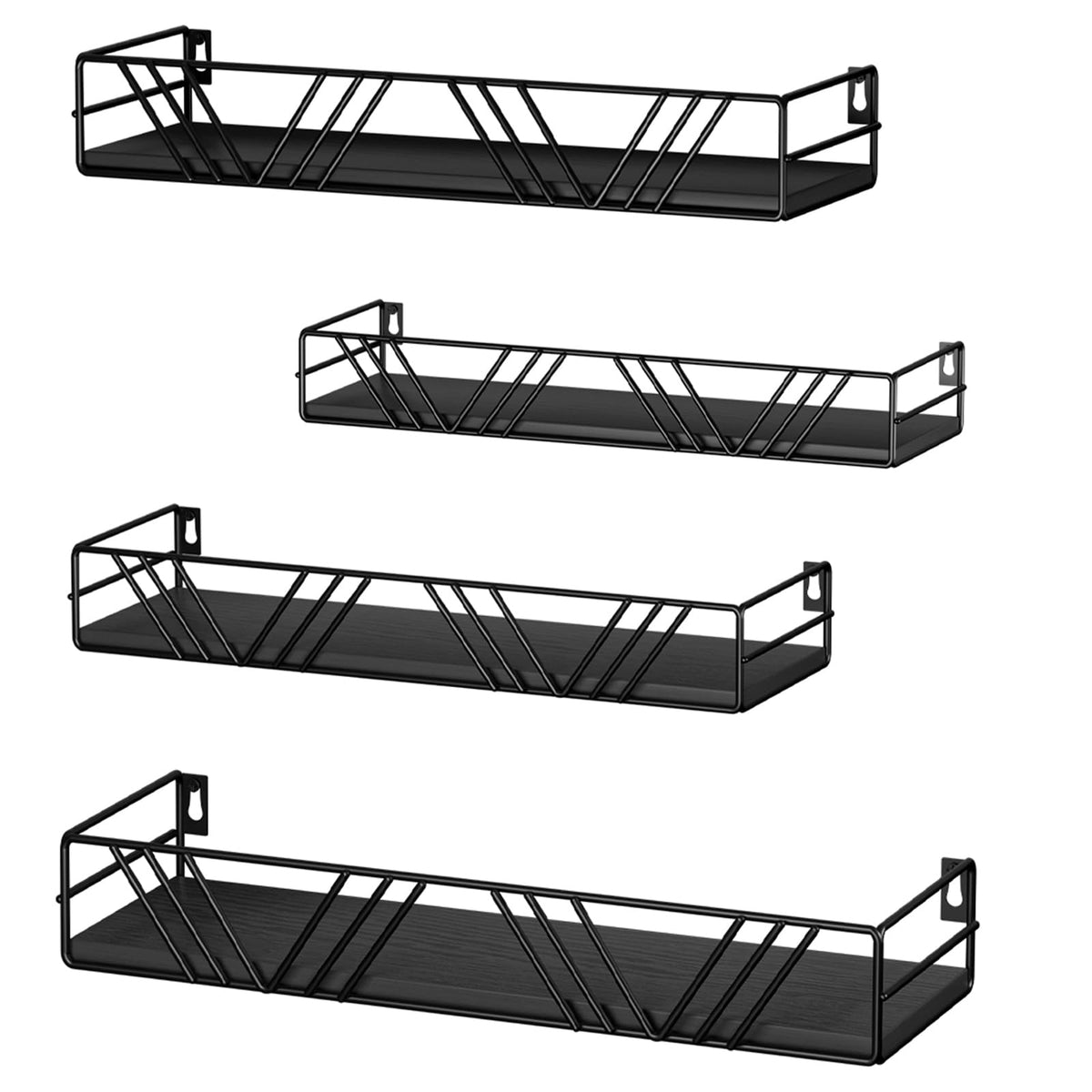 Amaoot front view of four floating shelves showing clean wall storage and modern look
