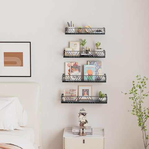 Amaoot shelves next to ruler showing scale and size planning benefit