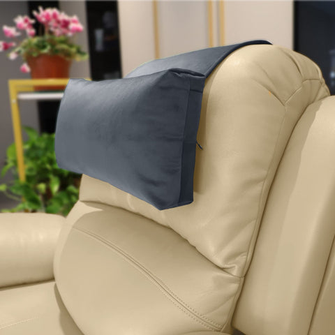 AmazeCov front view gray headrest pillow showing ergonomic support