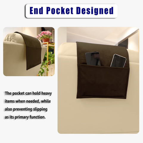 AmazeCov in use on recliner in living room showing ergonomic neck support