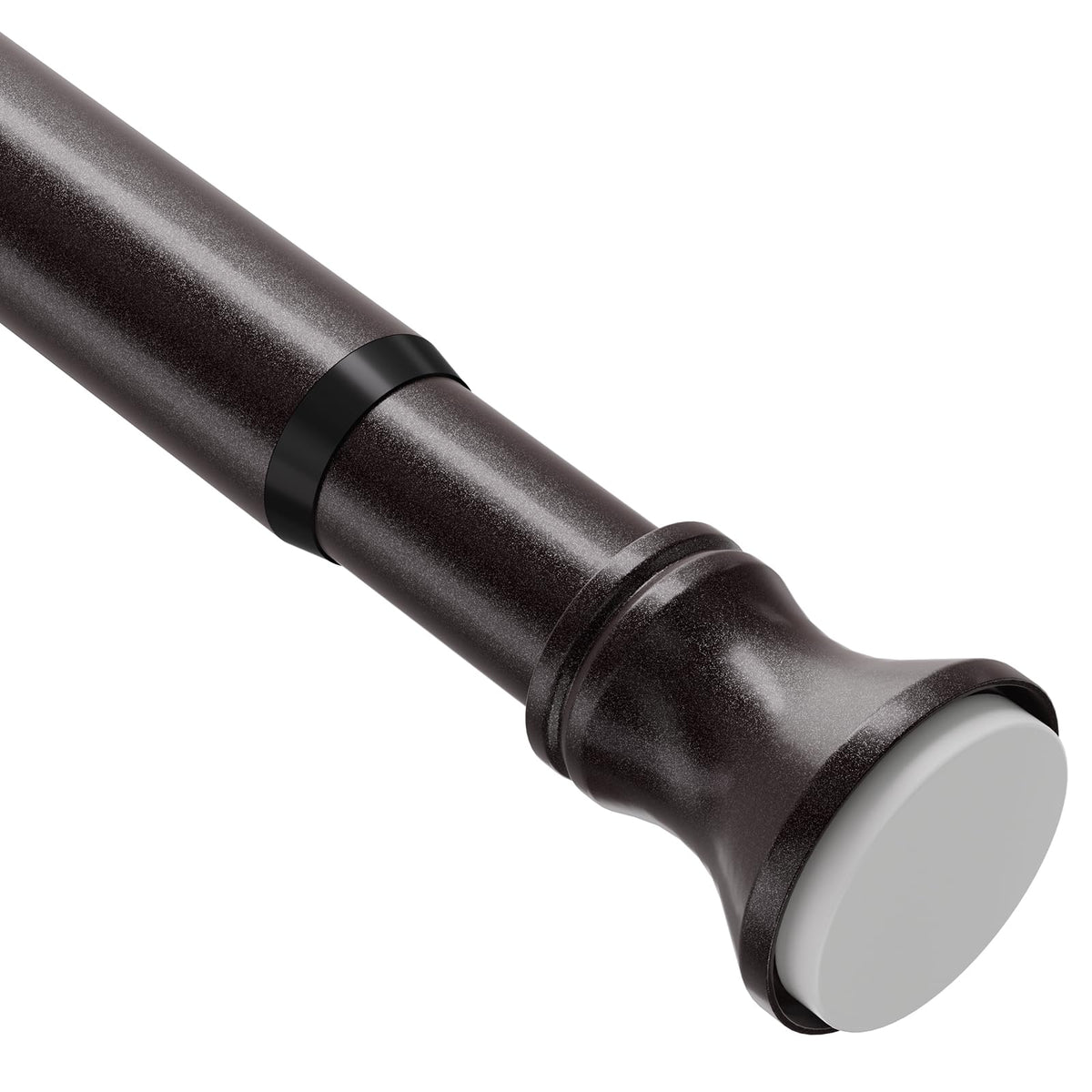 Amazer shower rod full-length view shows adjustable fit and clean bronze look