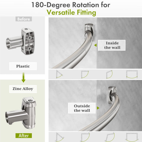 AmazerBath rotating end cap detail enabling flexible angled installation