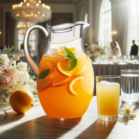 Amazing Abby pitcher pouring iced beverage smoothly for easy refill and serving