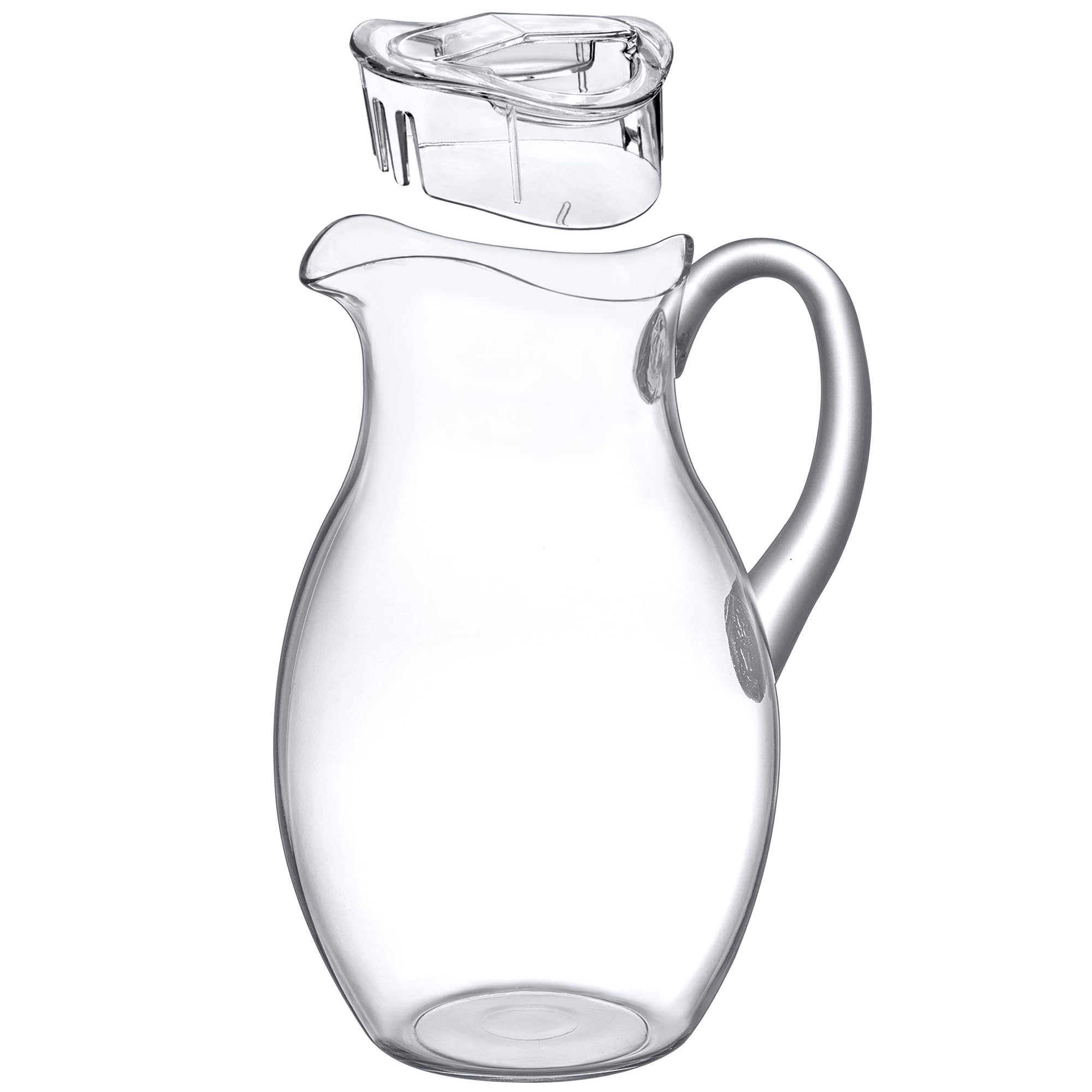 Amazing Abby pitcher beside glass for size comparison showing 96 oz capacity advantage