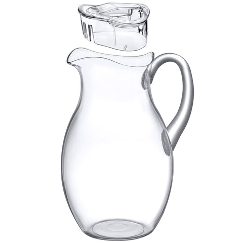 Amazing Abby pitcher beside glass for size comparison showing 96 oz capacity advantage