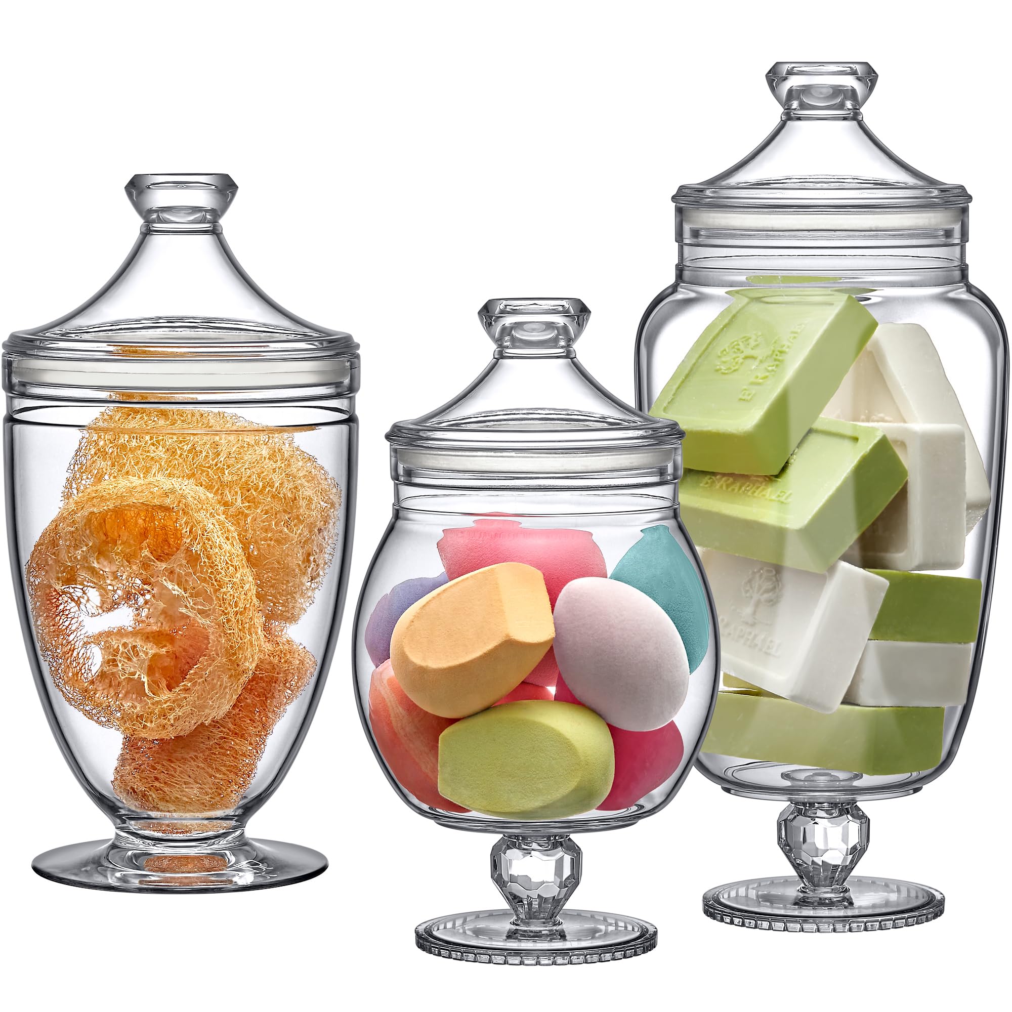 Amazing Abby front view of three acrylic jars shows elegant, shatter-proof display benefit