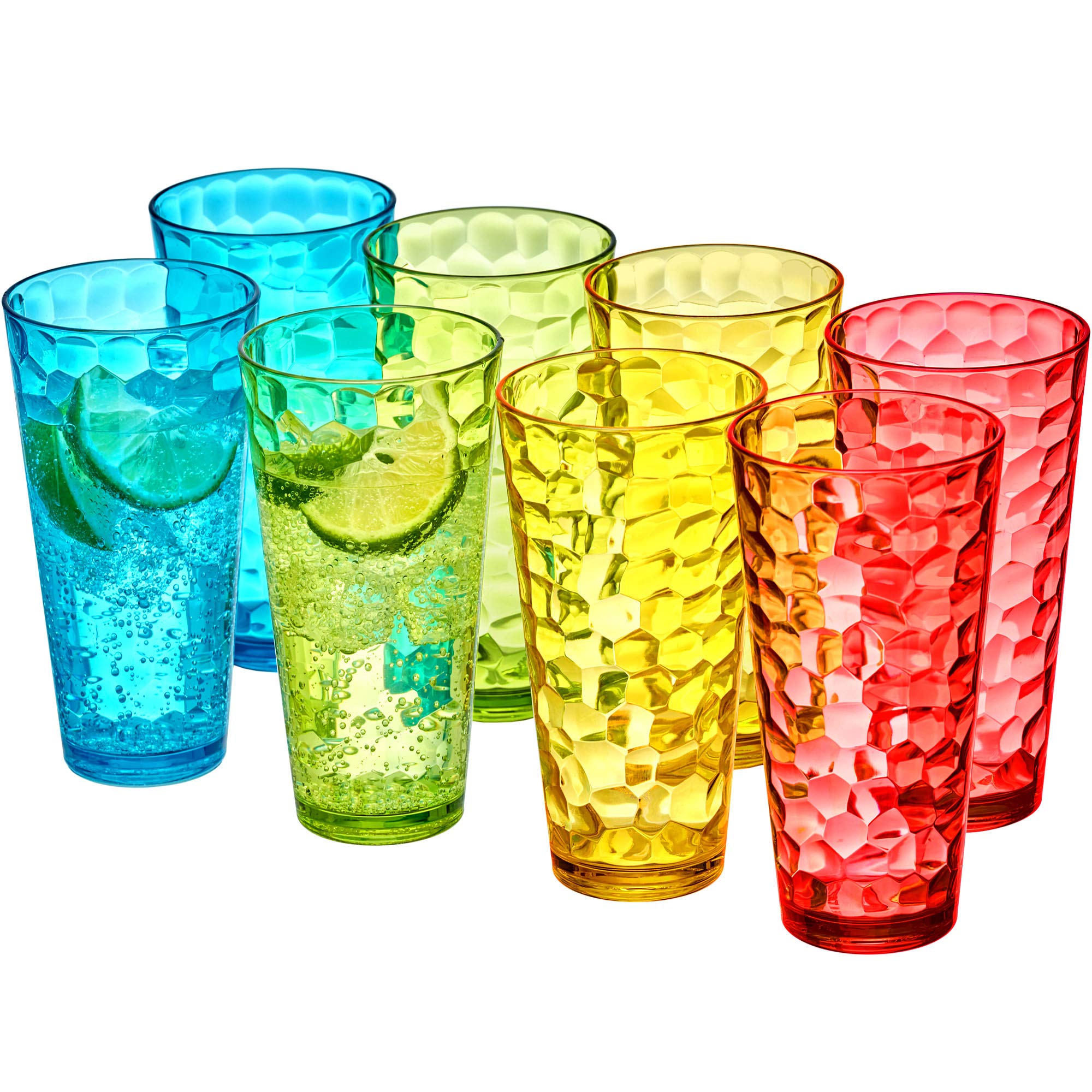 Amazing Abby front view of eight mixed-color tumblers showing set and colors