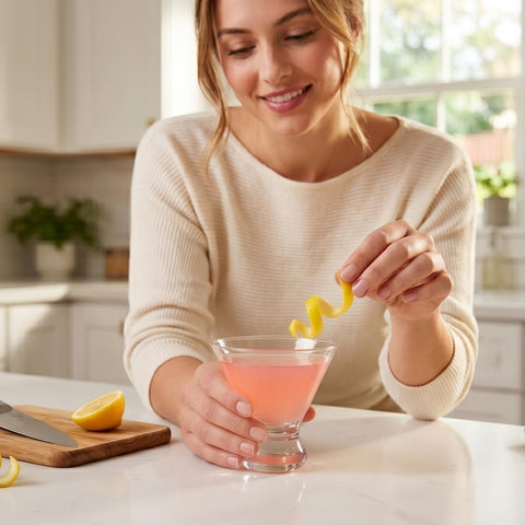 Amazing Abby poolside lifestyle with drinks showing shatter-proof outdoor safety