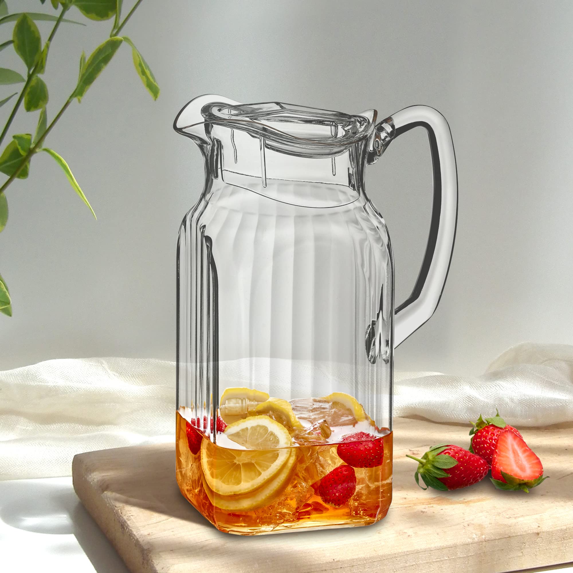 Amazing Abby pitcher pouring iced tea with drip-free spout and control