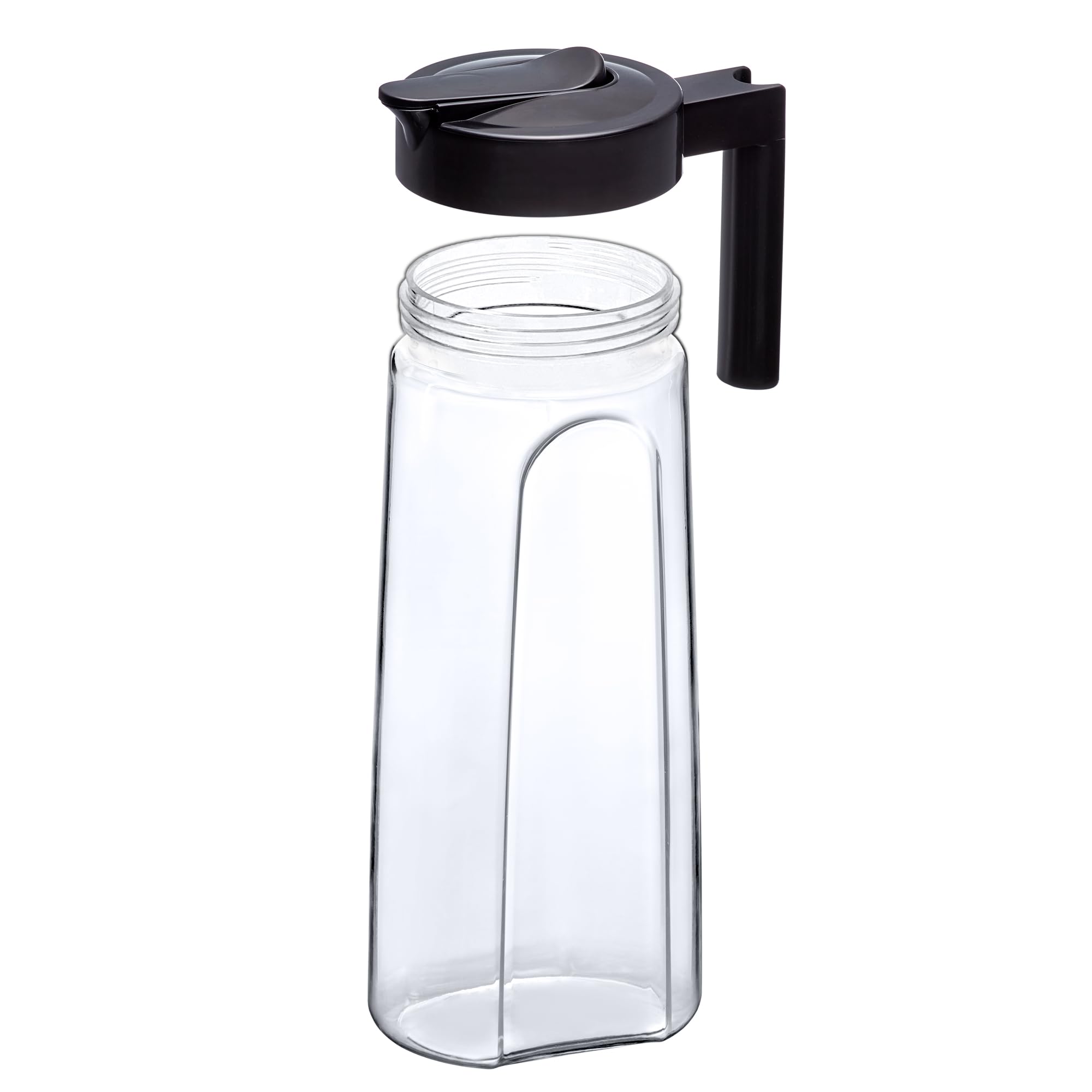 Amazing Abby pitcher scale next to glass shows lightweight durability and capacity