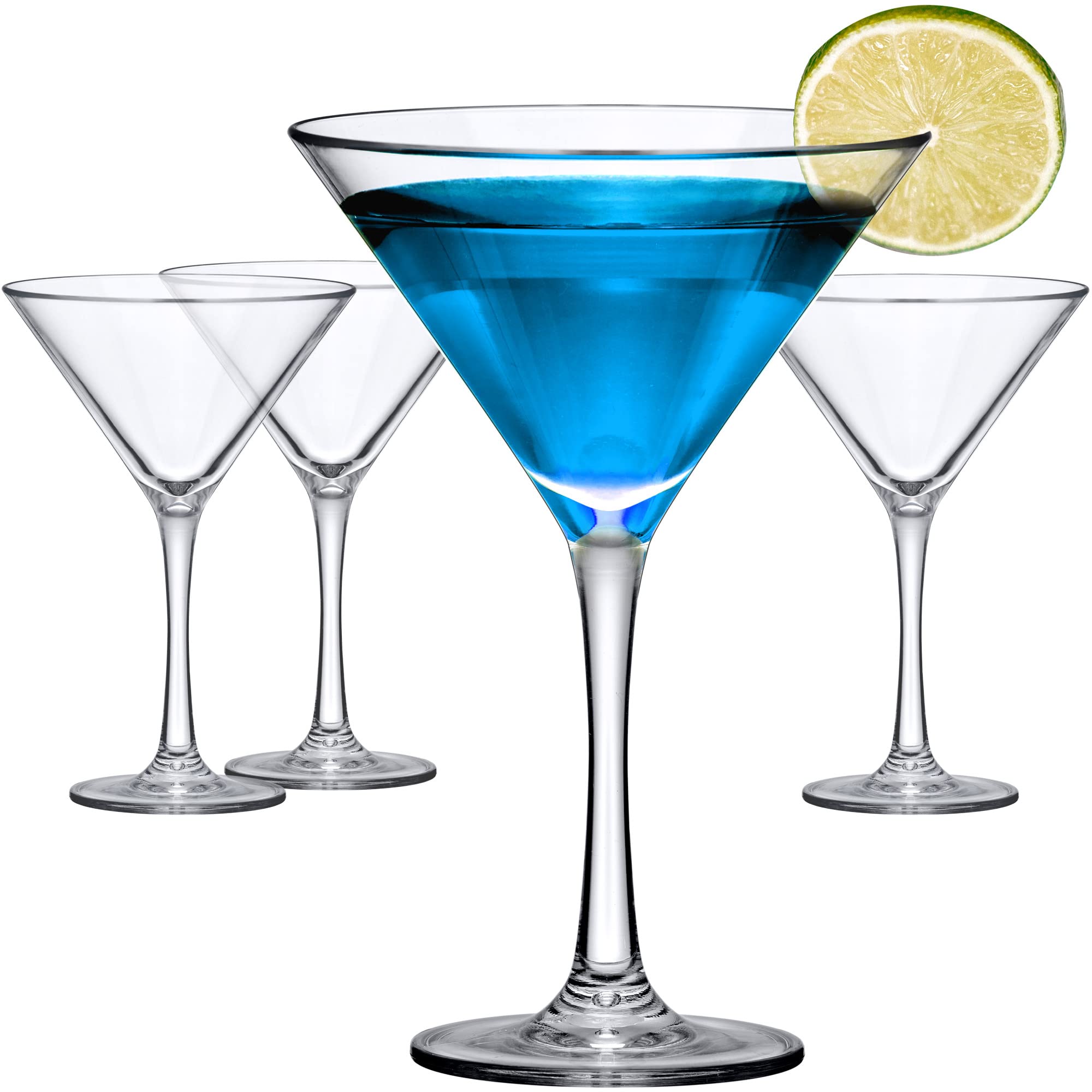 Amazing Abby Vesper front view showing four clear martini glasses and elegant presentation benefit