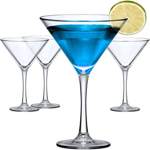 Amazing Abby Vesper front view showing four clear martini glasses and elegant presentation benefit
