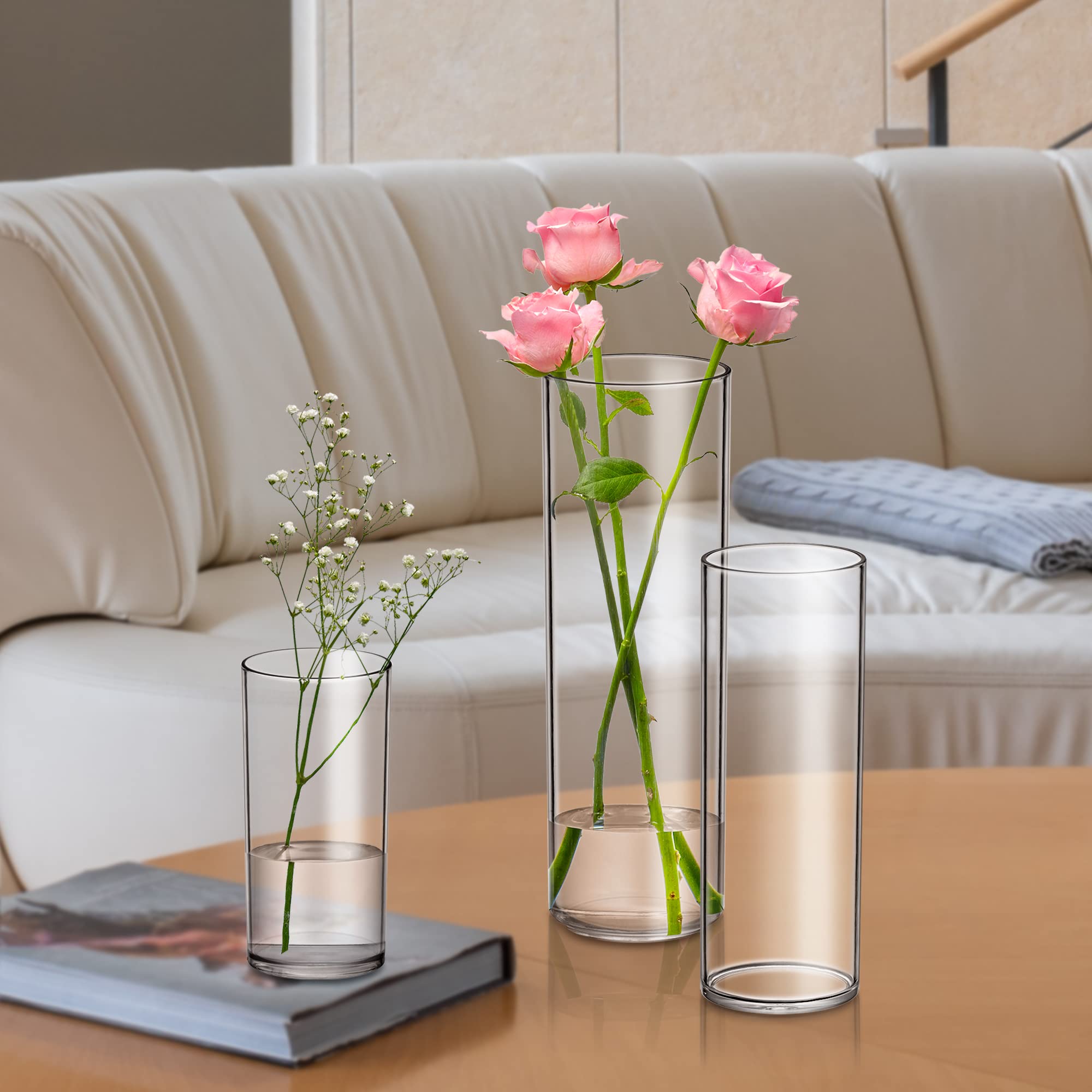 Amazing Abby vase size comparison held in hand showing lightweight, shatterproof benefit