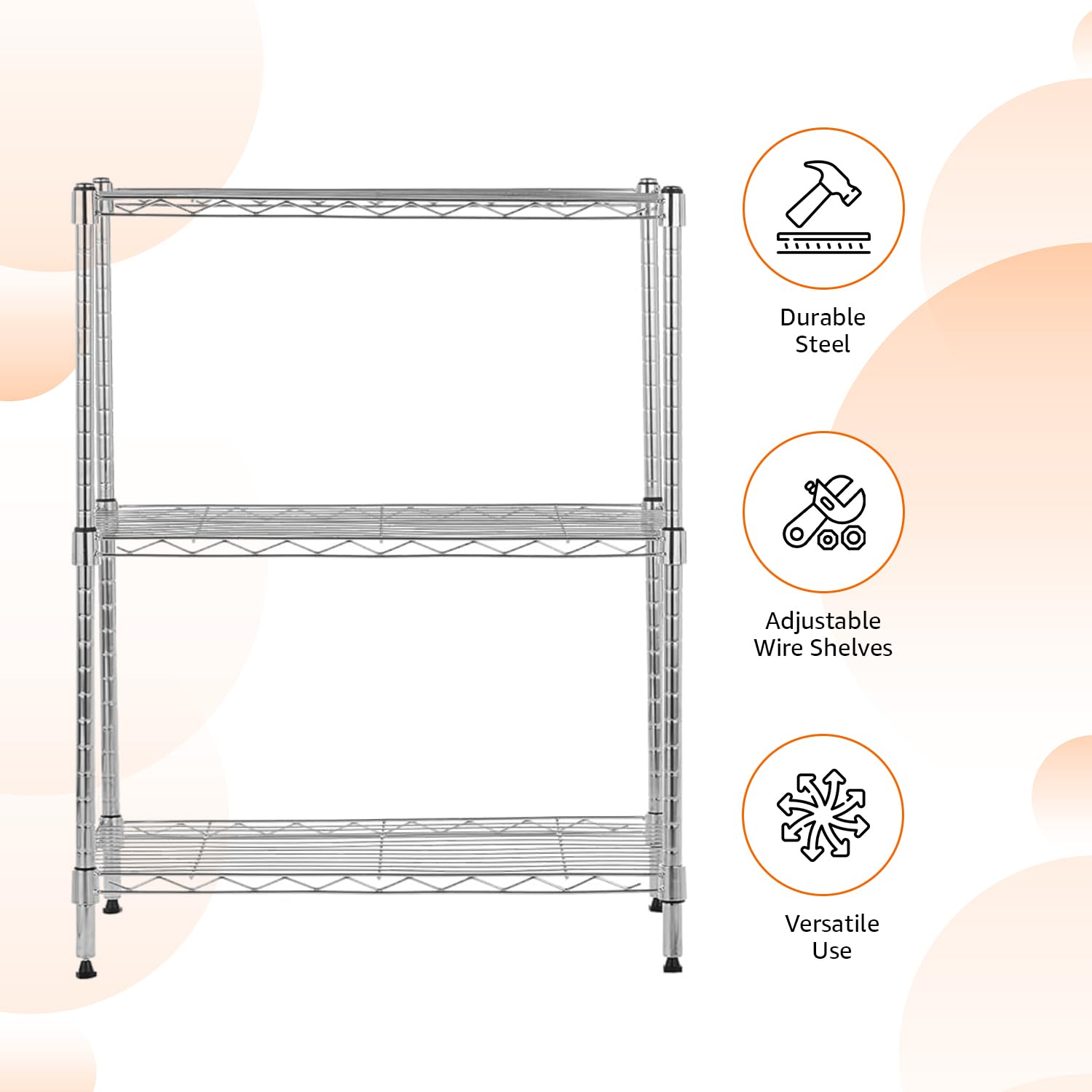 Amazon Basics detail of adjustable shelf collars showing customization benefit