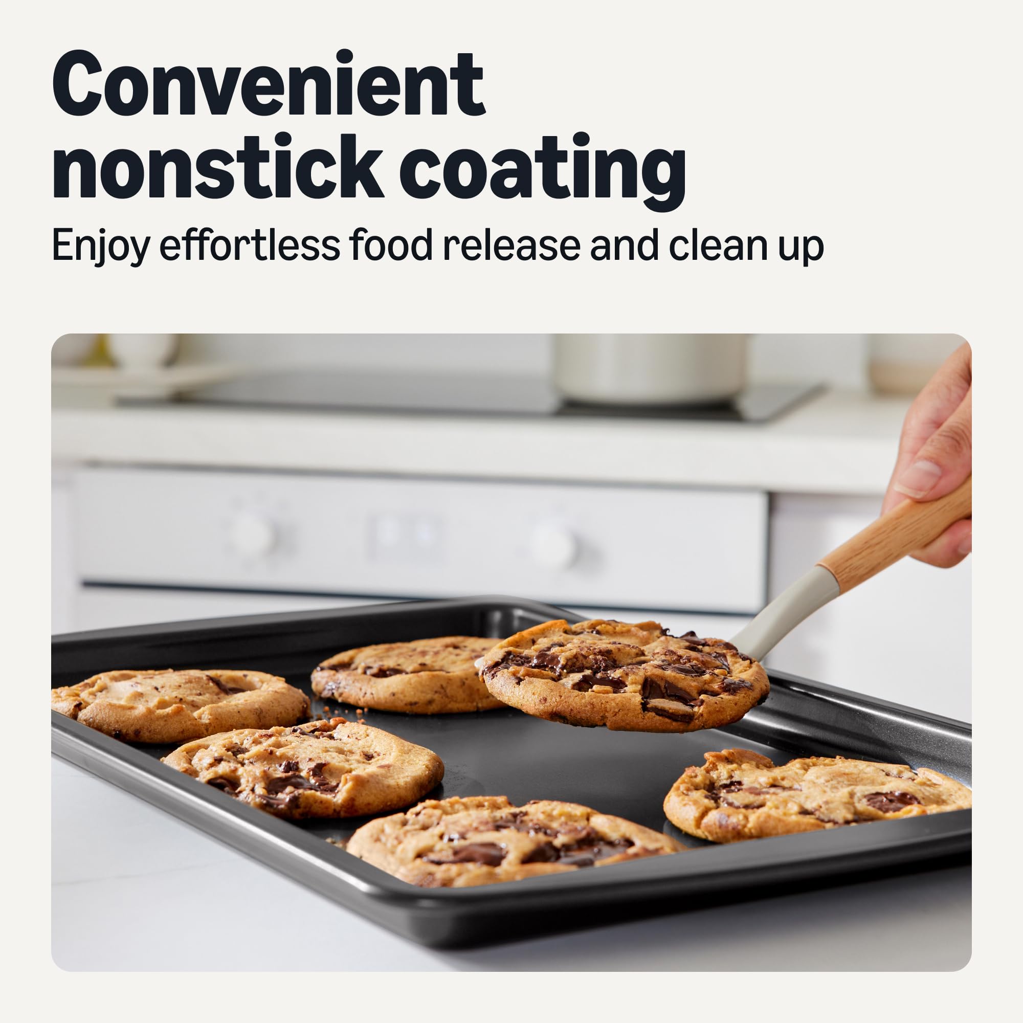 Amazon Basics close-up of nonstick surface for effortless food release