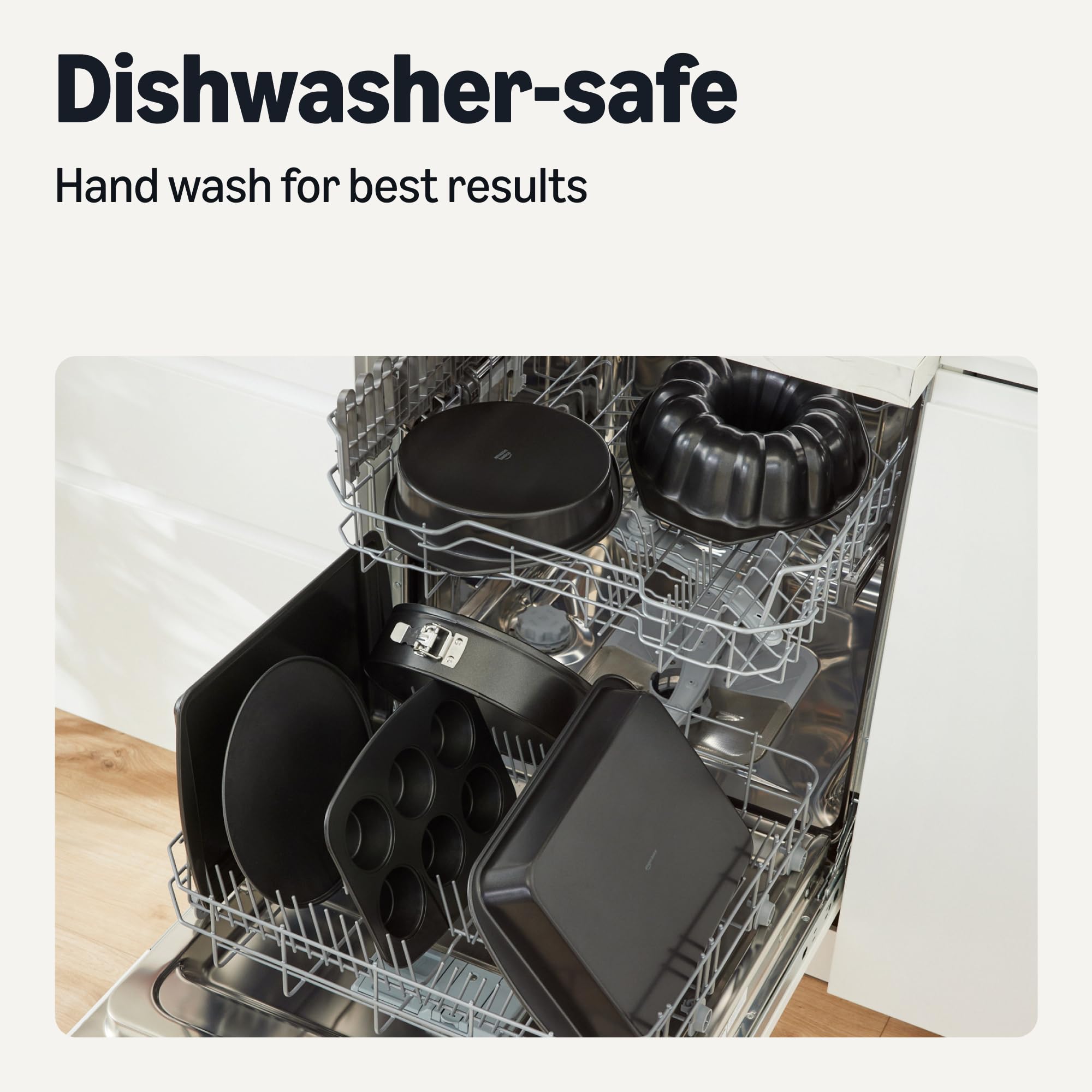 Amazon Basics sheet inside oven with baked cookies showing even browning