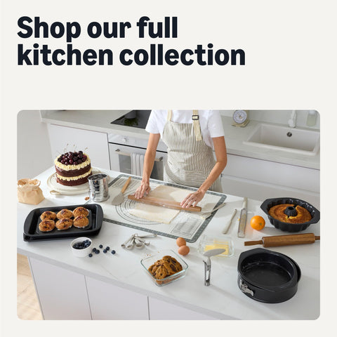 Amazon Basics baking sheet on kitchen counter ready for everyday cooking