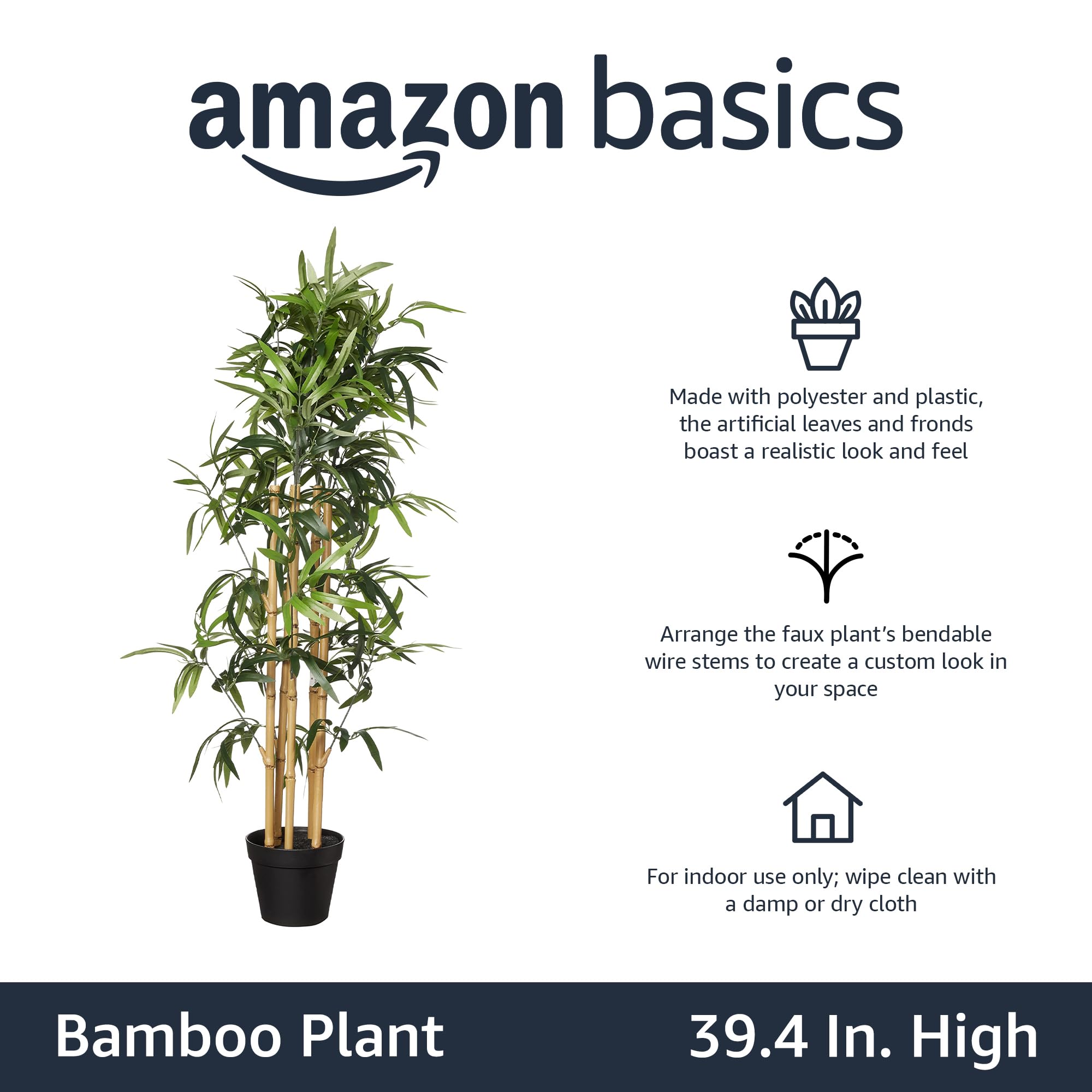 Amazon Basics close-up of bamboo leaves and bendable stems showing realistic texture