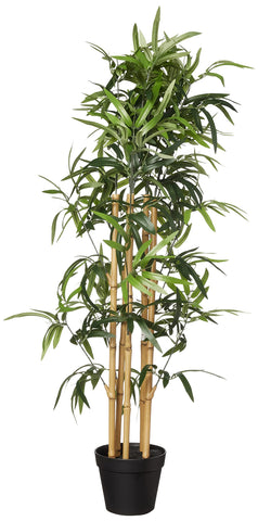 Amazon Basics front view of artificial bamboo plant with planter for instant decor