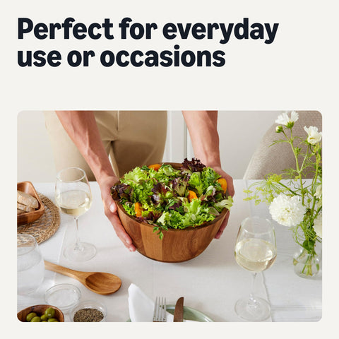 Amazon Basics bowl held in hands showing family-size scale and easy handling